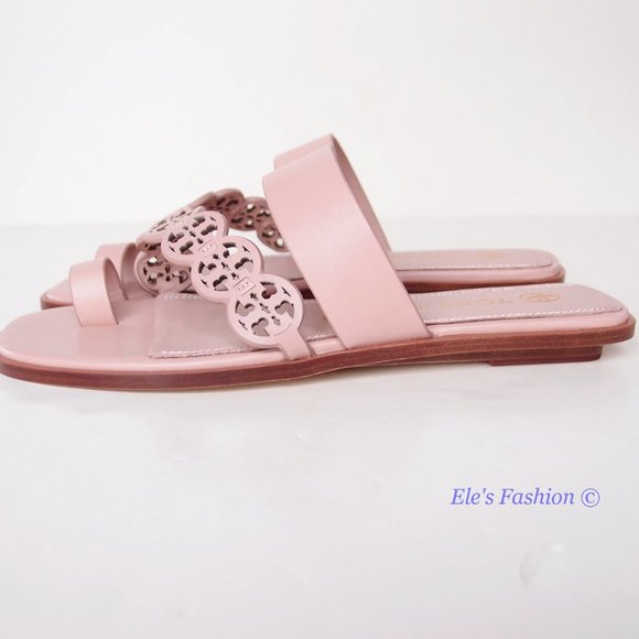 NIB Tory Burch Tiny Miller Toe Ring Leather Sandal Shell Pink US 7 10.5 AUTHENTC - Picture 8 of 16
